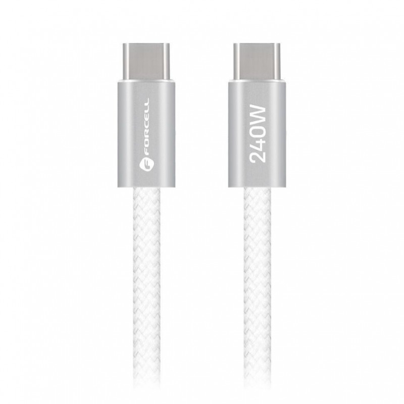 Forcell USB Cable USB-C to USB-C, 2 m, 240 W, White