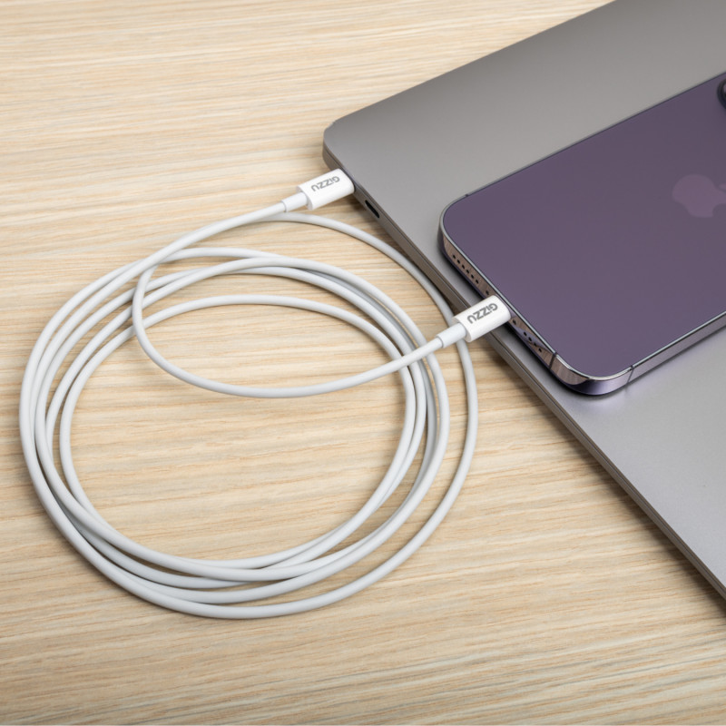 Gizzu USB-C to Lightning Cable, 1.8 m, 27 W PD, White (GCPU2L18)