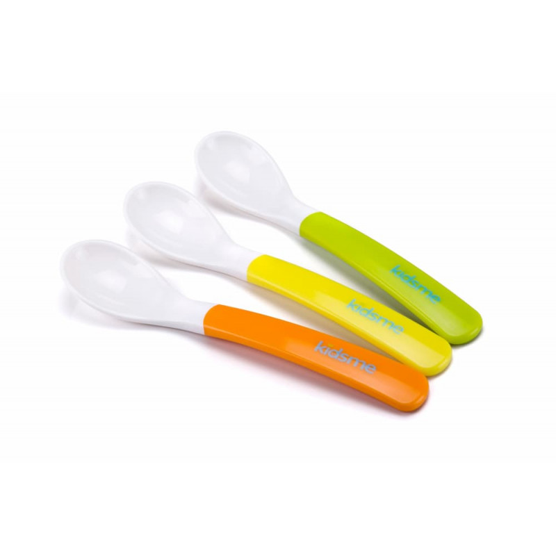 Kidsme spoon set (3 pcs.), orange, yellow, green, from 3 months