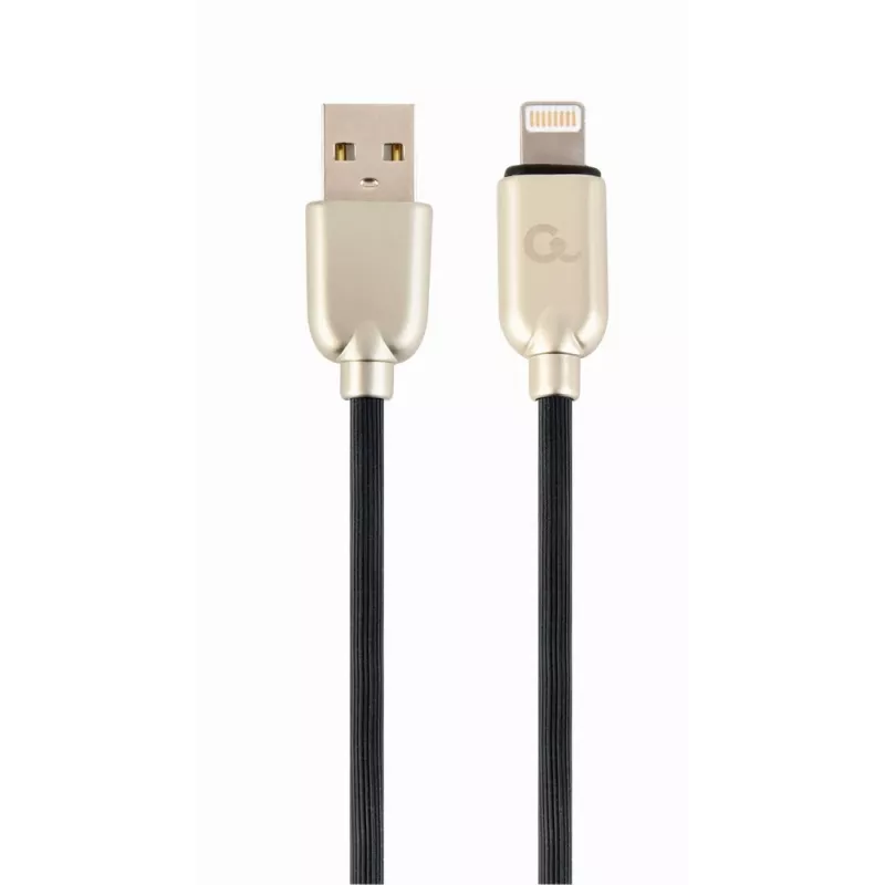 Gembird USB 2.0 Cable USB-A Male to Lightning Male, Rubber Braided, 1 m, Black (CC-USB2R-AMLM-1M)