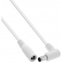 InLine® DC extension cable, right-angle plug, 5.5 x 2.1 mm, white, 0.2 m