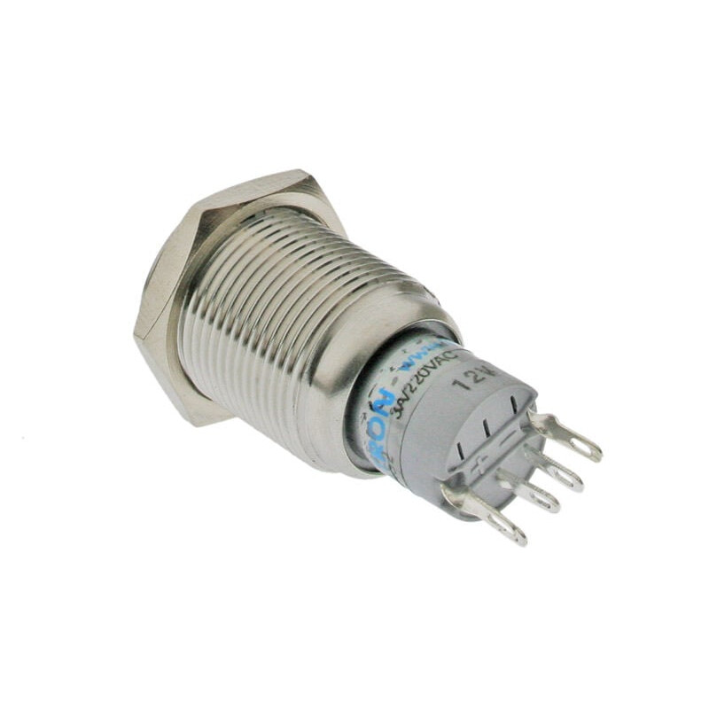 Lamptron Vandal-Resistant Push Button / Switch 16mm - Silverline - blue