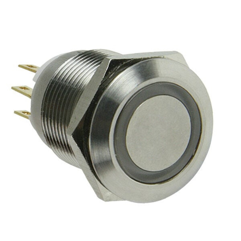 Lamptron Vandal-Resistant Push Button / Switch 16mm - Silverline - blue