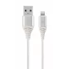 Gembird USB 2.0 to Lightning (8-pin) Cable, Textile Braided, 2 m, White