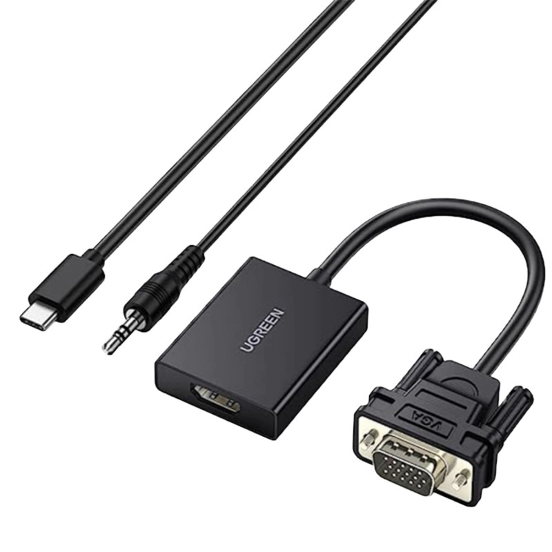 UGREEN CM513 VGA to HDMI Converter, Male to Female, 1080p Full HD, Black
