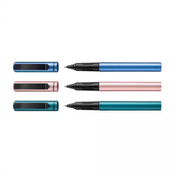 Pelikan Pina Colada Rollerball Pen, 12-Piece Display, Metallic Barrel and Cap, Black (605502)