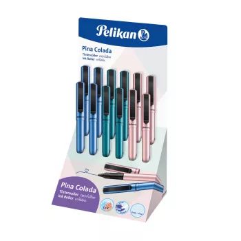 Pelikan Pina Colada Rollerball Pen, 12-Piece Display, Metallic Barrel and Cap, Black (605502)