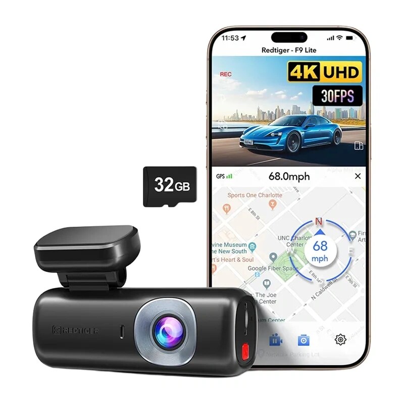 REDTIGER F9 Lite 4K Dash Cam, 32GB