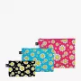 LOQI pouch set – Flowers Black, Aquarius, Raspberry (3 pcs.)