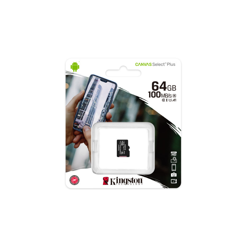 Kingston microSDXC Memory Card 64 GB, UHS-I (SDCS2/64GBSP)