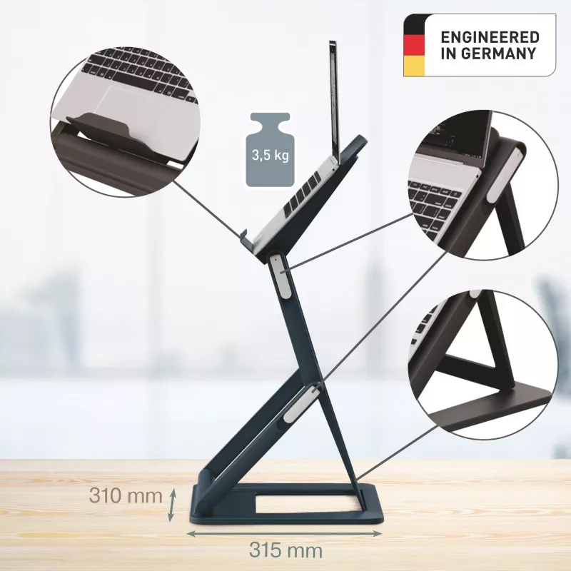 Leitz Ergo 2-in-1 Sit-Stand Laptop Stand, Black (65890089)