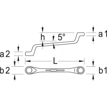 Gedore 2 Double Ring Spanner 16 x 18 mm, UD Profile, 265 mm, Deep Offset