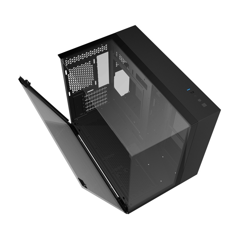 Darkflash TH285M Micro-ATX Computer Case with Tempered Glass, Black