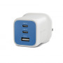 Targus HyperJuice Flex 65W GaN Charger, 2x USB-C + 1x USB, Snorkel Blue (HJ1202BUEU)