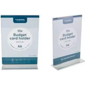 EUROPEL Budget Acrylic Table Sign Holder, DIN A6 Portrait, Straight, Clear, Single-Sided