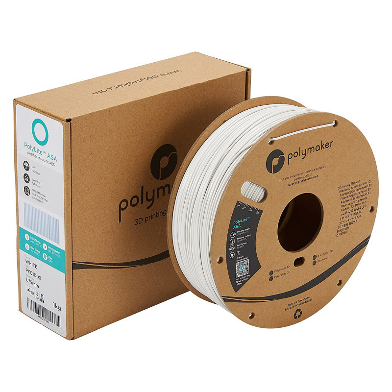 Polmask ASA 3D Printer Filament, 1.75 mm, 1 kg - White (PF01002)