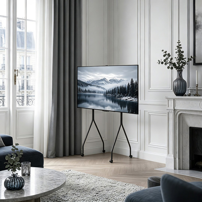 Maclean MC-180 B TV Stand on Wheels, 37–80 inch, Max. 50 kg, VESA 600x400, Black