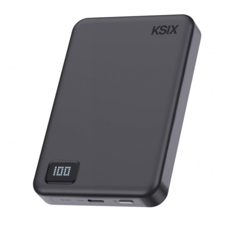 Ksix Powerbank Magslim 10000 mAh Magnetic 15W USB-C PD 20W Digital Display Black