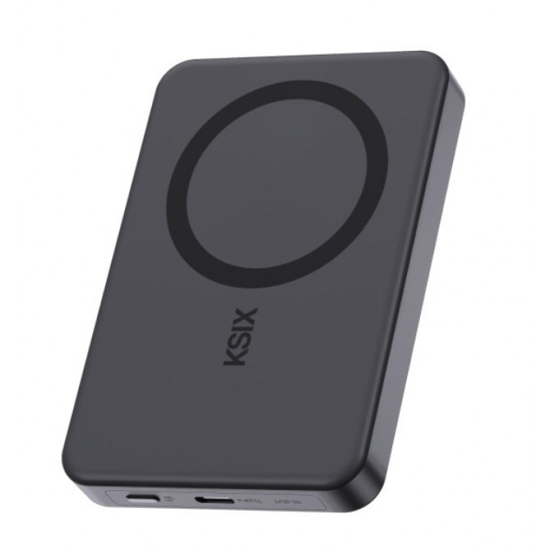 Ksix Powerbank Magslim 10000 mAh Magnetic 15W USB-C PD 20W Digital Display Black