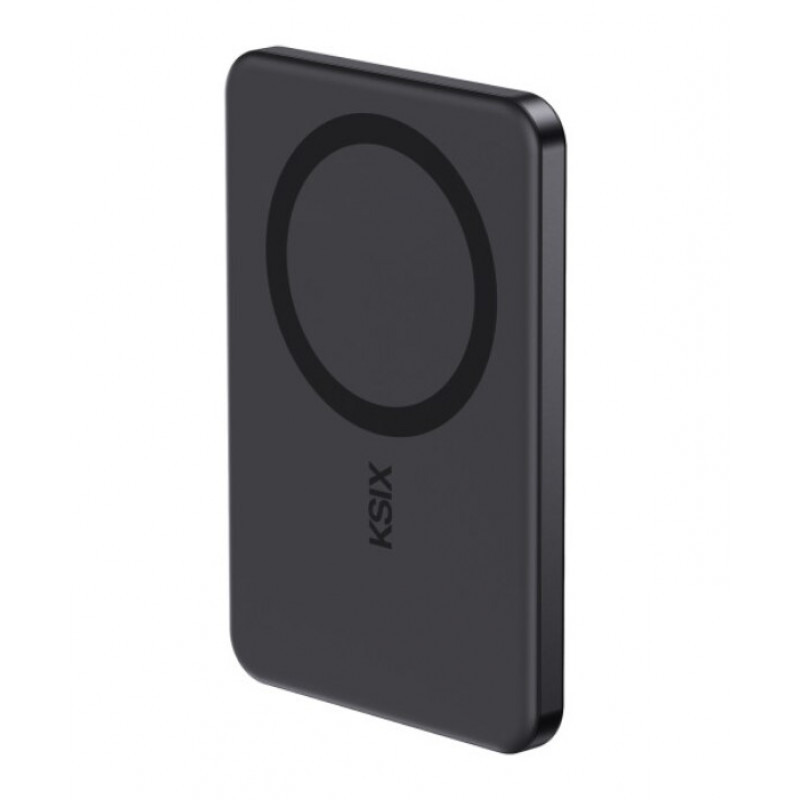Ksix Powerbank Magslim 5000 mAh Magnetic USB-C PD 20W Digital display Black
