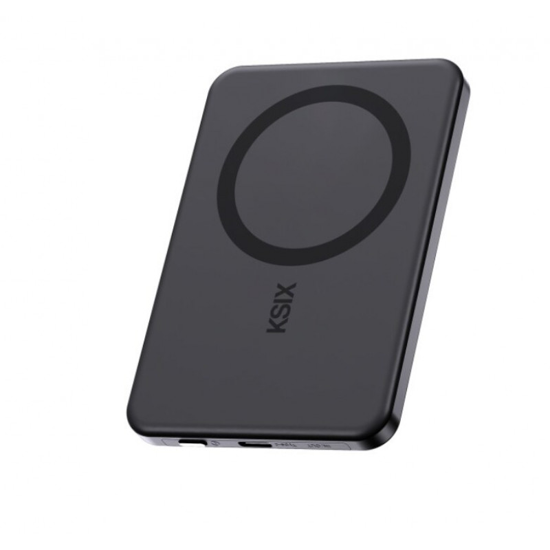 Ksix Powerbank Magslim 5000 mAh Magnetic USB-C PD 20W Digital display Black
