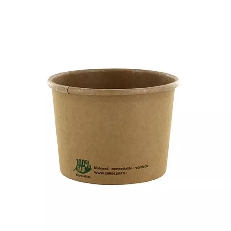 PAPSTAR pure Soup Cup, Round, 350 ml, Brown, Unbleached Virgin Fibre Cardboard with Organic Coating