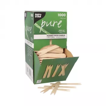 PAPSTAR pure Wooden French Fry Forks, 1000 pcs