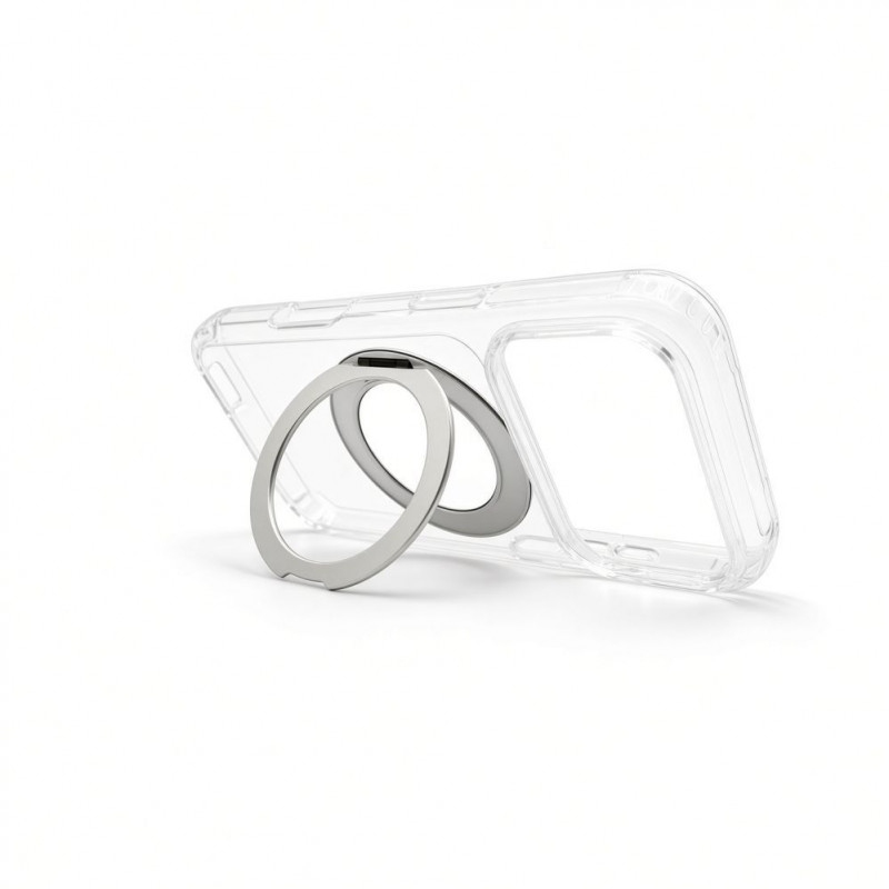Evelatus Hybrid MagSafe Case with 360 Metal Stand for Apple iPhone 18 Pro, PC+TPU, Transparent