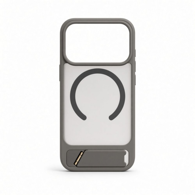 Evelatus Rubber Coated MagSafe Case with Stand for Apple iPhone 18 Pro, Smoke Grey