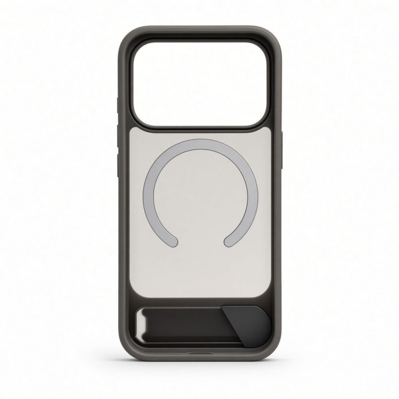 Evelatus Rubber Coated MagSafe Case with Stand for Apple iPhone 18 Pro, Smoke Grey