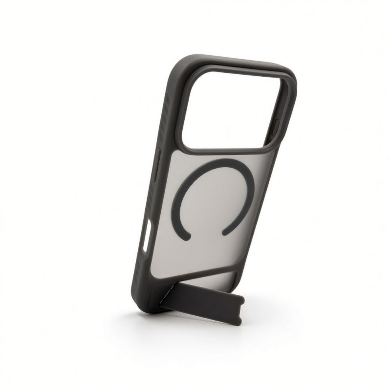 Evelatus Rubber Coated MagSafe Case with Stand for Apple iPhone 18 Pro, Smoke Grey