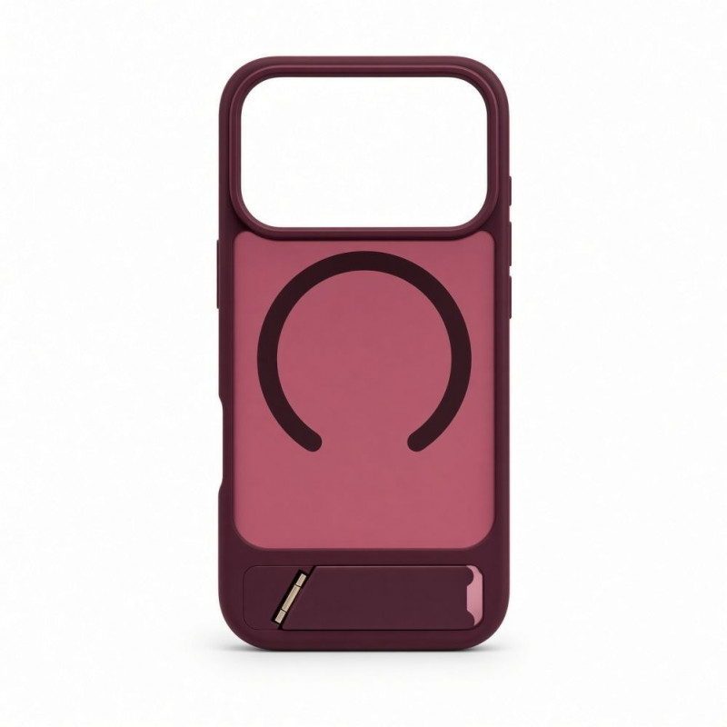 Evelatus Rubber Coated MagSafe Case with Stand for Apple iPhone 18 Pro, Burgundy