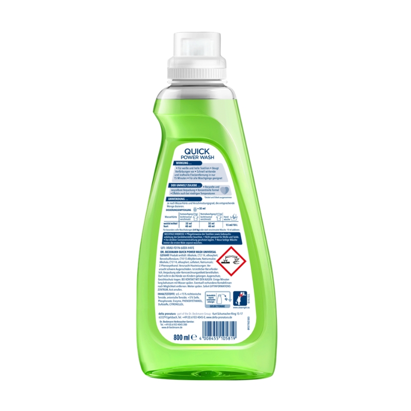 Dr.Beckmann Quick Power Wash Universal Liquid Laundry Detergent, 800 ml
