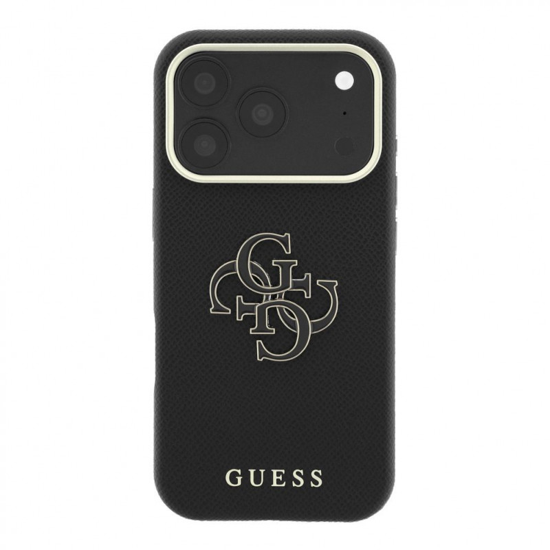Guess SW Grained PU & Big Resin Logo Case for Apple iPhone 18 Pro, Black