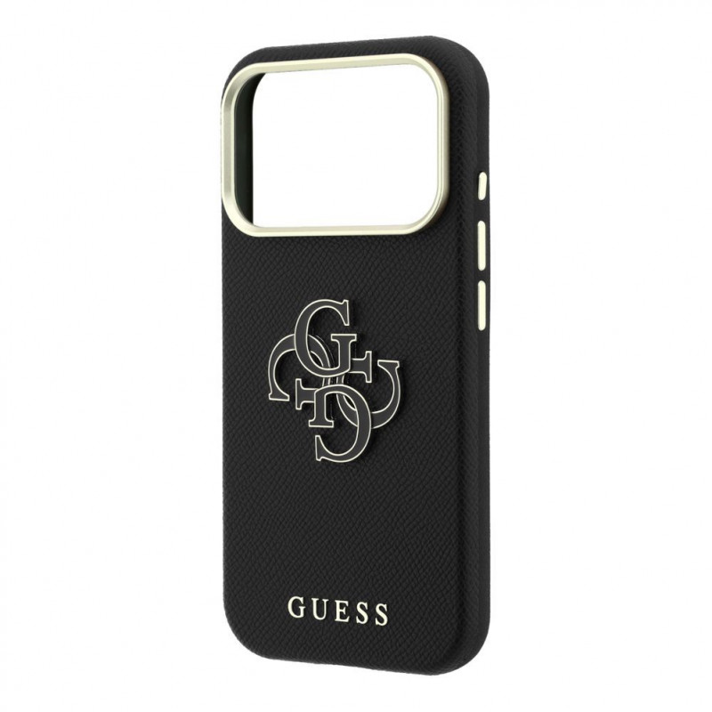 Guess SW Grained PU & Big Resin Logo Case for Apple iPhone 18 Pro, Black
