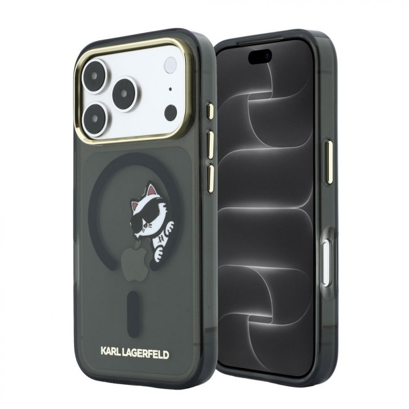 Karl Lagerfeld HC MagSafe IML Peekaboo Print & Metal Frame Case for Apple iPhone 18 Pro Max, Black
