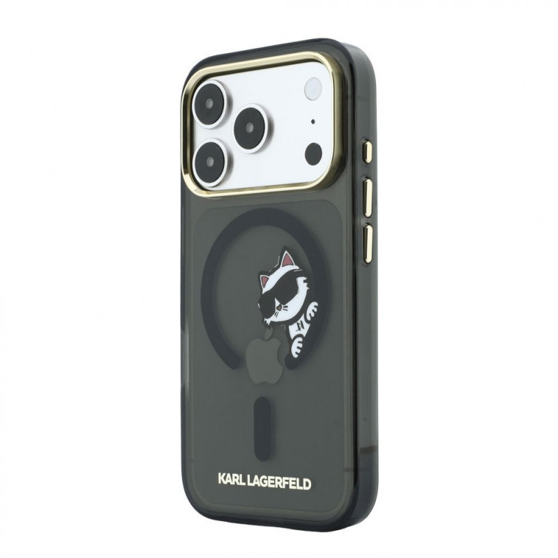Karl Lagerfeld HC MagSafe IML Peekaboo Print & Metal Frame Case for Apple iPhone 18 Pro, Black