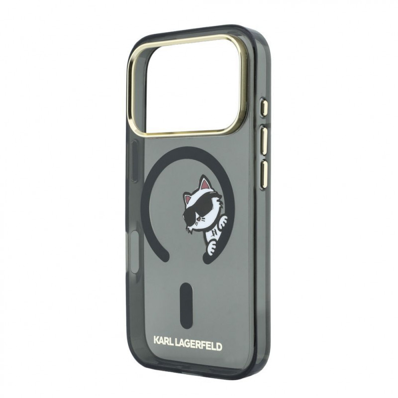 Karl Lagerfeld HC MagSafe IML Peekaboo Print & Metal Frame Case for Apple iPhone 18 Pro, Black