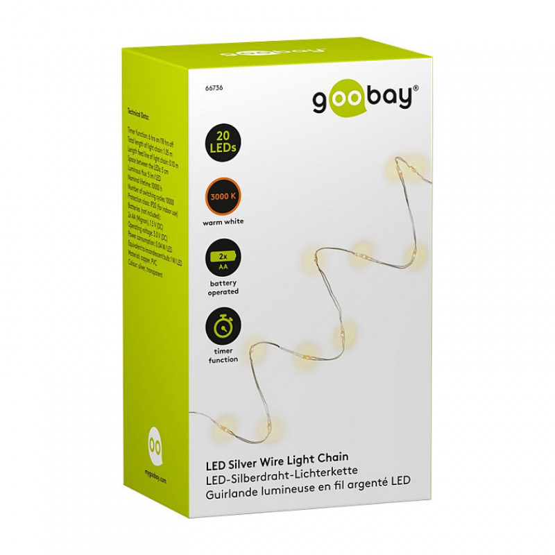 Goobay 20-light string lights, transparent, 1.0 m