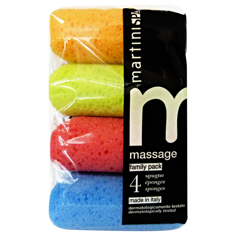 Martini Square Bath Sponges, Assorted Colours, 4 pcs