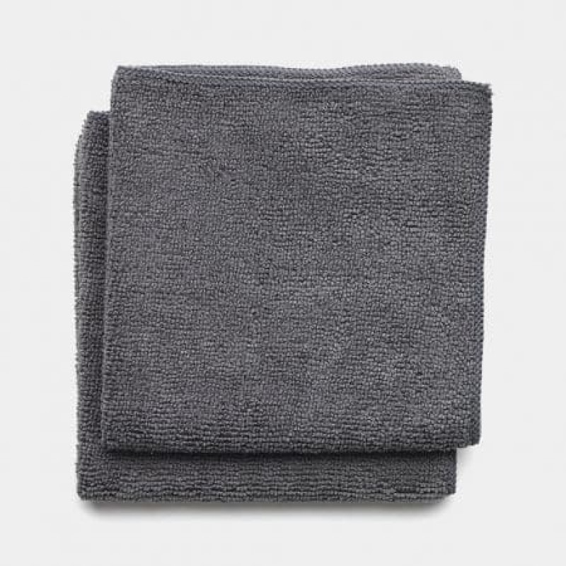 Brabantia Microfibre Cloths, 30 x 30 cm, Dark Grey, 2 pcs