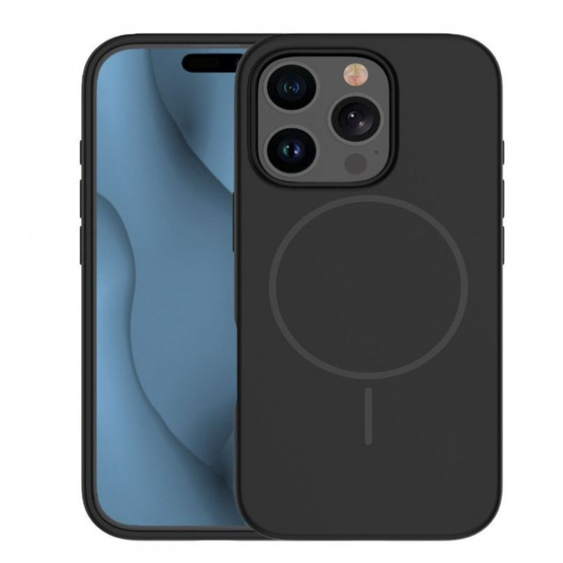 iLike Apple iPhone 16 Pro Max Soft Touch Silicone Case with Magnet, Black