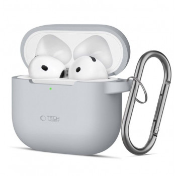 Tech-Protect Crayon Silicone Hook Case for Apple AirPods 4, Grey