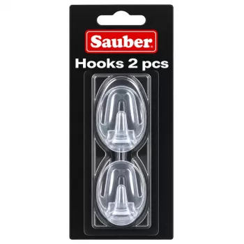 Sauber Oval Hooks, 2 pcs, 3 x 4.7 cm, Transparent
