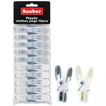 Sauber Plastic laundry hooks 10pcs green/yellow/grey