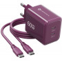 Forcell F-Energy GaN III VT-60 60W PD QC 4.0+ 2x USB-C burgundy mains charger + USB-C cable