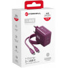 Forcell F-Energy GaN III VT-60 60W PD QC 4.0+ 2x USB-C burgundy mains charger + USB-C cable