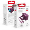 Forcell F-Energy GaN III VT-60 60W PD QC 4.0+ 2x USB-C burgundy mains charger + USB-C cable