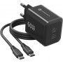 Forcell F-Energy GaN III VT-60 60W PD QC 4.0+ 2x USB-C Black mains charger + USB-C cable
