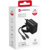 Forcell F-Energy GaN III VT-60 60W PD QC 4.0+ 2x USB-C Black mains charger + USB-C cable